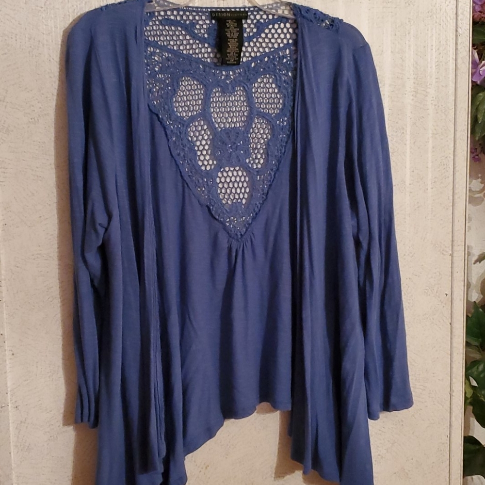 Crochet back blue cover up fits like Xl